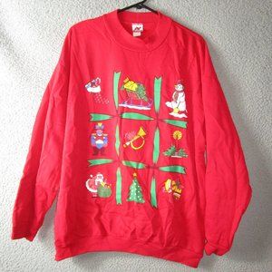 NUCLEUS WOMEN'S CHRISTMAS SWEATSHIRT RED XL COTTON POLYESTER HOLIDAY